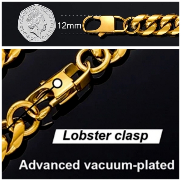 *NEW!* 12MM 24" 18K Miami Cuban Chain - Picture 5 of 11